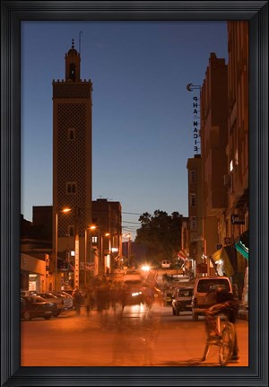 Framed Er Rachidia, Town Mosque and Rue el-Mesjia, Ziz River Valley, Morocco Print