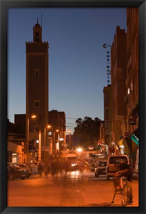 Framed Er Rachidia, Town Mosque and Rue el-Mesjia, Ziz River Valley, Morocco Print