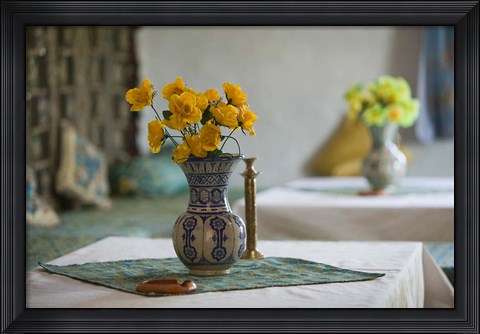 Framed Flowers and Room Detail in Dessert House, Morocco Print