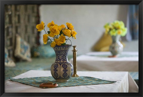 Framed Flowers and Room Detail in Dessert House, Morocco Print