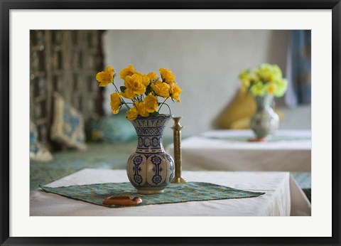 Framed Flowers and Room Detail in Dessert House, Morocco Print