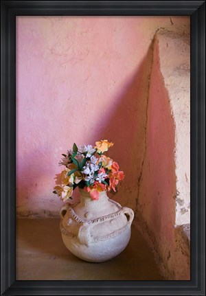Framed Flowers and Room Detail in Dessert House (Chez Julia), Merzouga, Tafilalt, Morocco Print