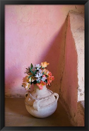 Framed Flowers and Room Detail in Dessert House (Chez Julia), Merzouga, Tafilalt, Morocco Print