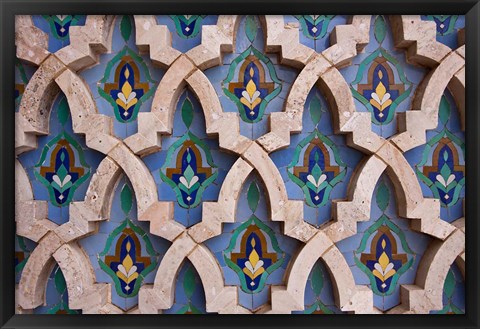 Framed Wall tiles in Al-Hassan II mosque, Casablanca, Morocco Print