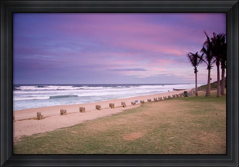 Framed Beaches at Ansteys Beach, Durban, South Africa Print
