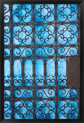 Framed Door detail, Rabat medina, Morocco Print