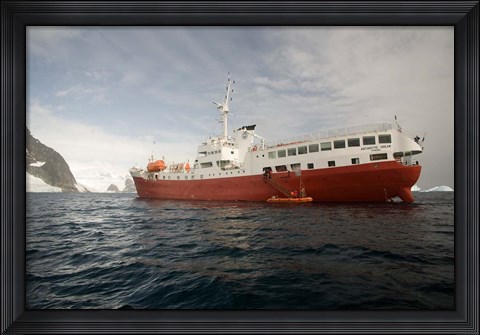 Framed Expedition ship and zodiac, Pleneau Island, Antarctica Print