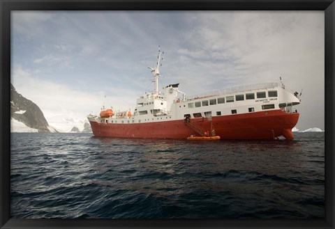 Framed Expedition ship and zodiac, Pleneau Island, Antarctica Print