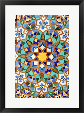 Framed Hassan II Mosque Mosaic Detail, Casablanca, Morocco Print