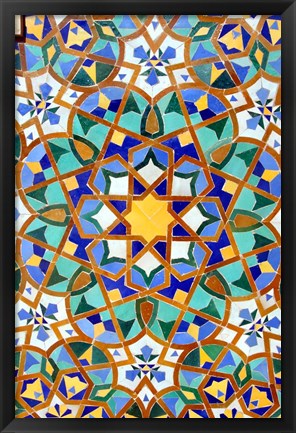 Framed Hassan II Mosque Mosaic Detail, Casablanca, Morocco Print