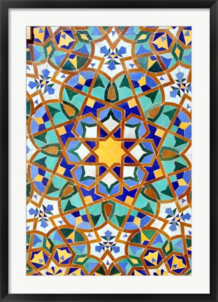 Framed Hassan II Mosque Mosaic Detail, Casablanca, Morocco Print