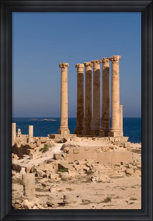 Framed Ancient Architecture with sea in the background, Sabratha Roman site, Libya Print