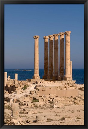 Framed Ancient Architecture with sea in the background, Sabratha Roman site, Libya Print