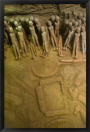 Framed Court eunuchs, terra cotta warriors, excavation, China Print