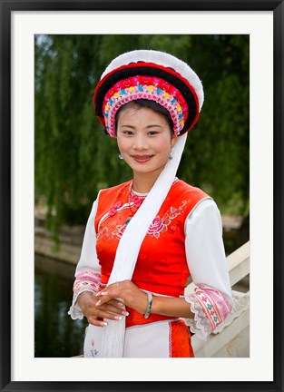 Framed Bai Minority Woman in Traditional Ethnic Costume, China Print