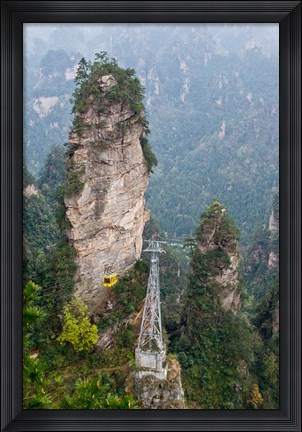 Framed Cable Car To Yellow Stone Stronghold Village, Zhangjiajie National Forest Park, Hunnan, China Print