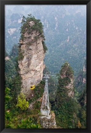 Framed Cable Car To Yellow Stone Stronghold Village, Zhangjiajie National Forest Park, Hunnan, China Print