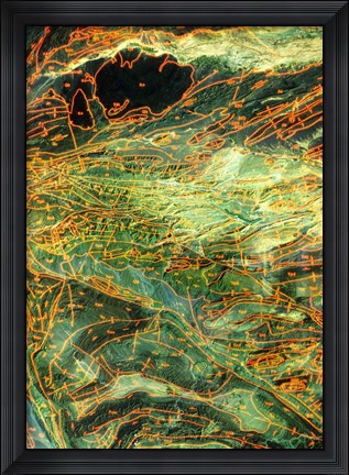 Framed Geological map, Museum of Natural Science, Texas Print