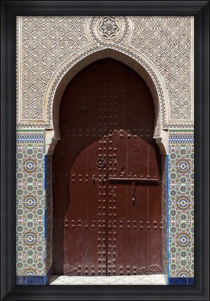 Framed Archway with Door in the Souk, Marrakech, Morocco Print