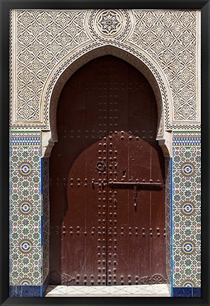 Framed Archway with Door in the Souk, Marrakech, Morocco Print