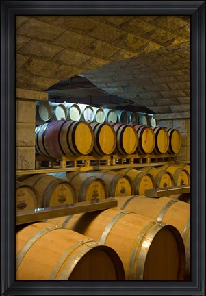 Framed Barrels in cellar at Chateau Changyu-Castel, Shandong Province, China Print