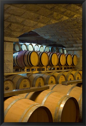 Framed Barrels in cellar at Chateau Changyu-Castel, Shandong Province, China Print