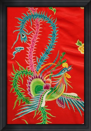 Framed Decoration on chair, Bai Family Imperial style restaurant, Beijing, China Print
