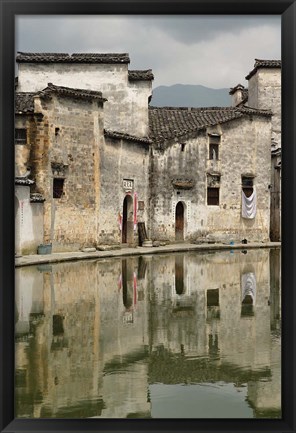 Framed Half Moon Pond, Hong Cun Village, Yi County, China Print