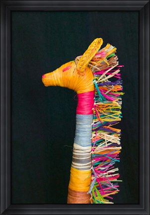 Framed Embroidered giraffe craft, Kenya Print