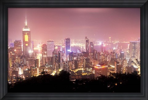 Framed Central Overview from Stubbs Road Lookout, Hong Kong, China Print