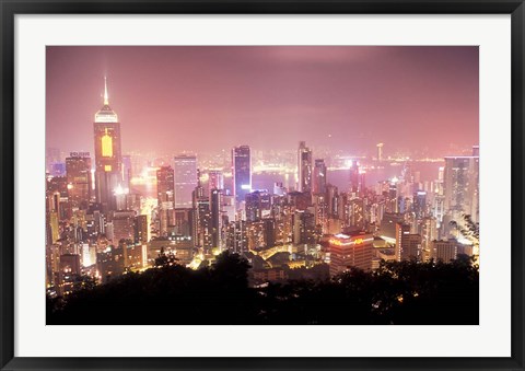 Framed Central Overview from Stubbs Road Lookout, Hong Kong, China Print