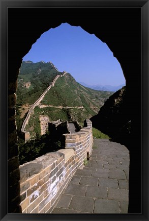 Framed Great Wall of China Viewed through Doorway, Beijing, China Print