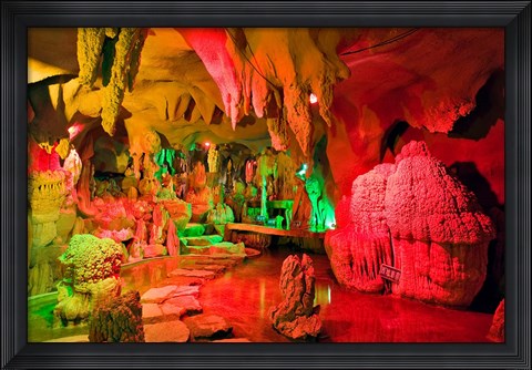Framed Cave stalagmites, stalactites, Mutianyu, China, Print