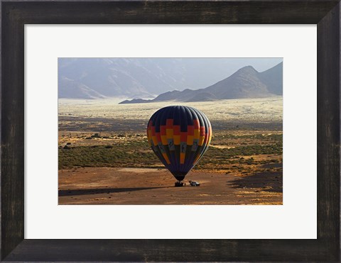 Framed Aerial view of Hot air balloon landing, Namib Desert, Namibia Print