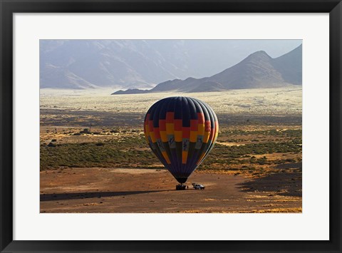 Framed Aerial view of Hot air balloon landing, Namib Desert, Namibia Print