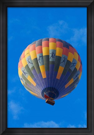 Framed Rainbow colored hot air balloon over Namib Desert, Sesriem, Namibia Print