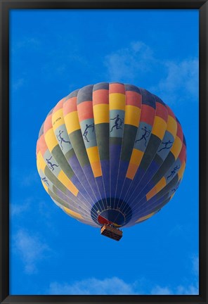 Framed Rainbow colored hot air balloon over Namib Desert, Sesriem, Namibia Print