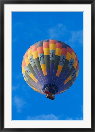 Framed Rainbow colored hot air balloon over Namib Desert, Sesriem, Namibia Print