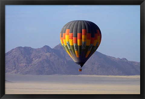 Framed Aerial view of Hot air balloon over Namib Desert, Sesriem, Namibia Print