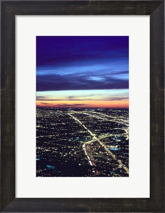 Framed Aerial Night View of Chicago, Illinois, USA Print