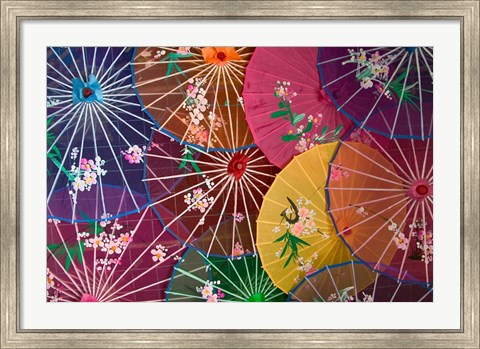 Framed Colorful Silk Umbrellas, China Print