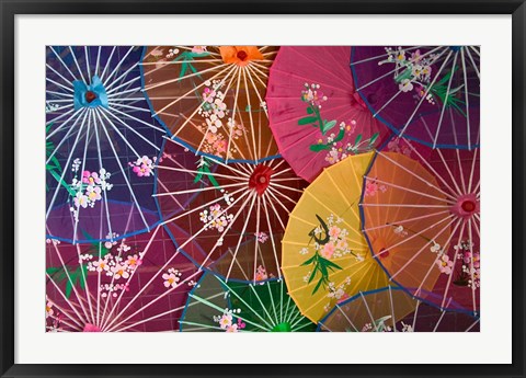 Framed Colorful Silk Umbrellas, China Print