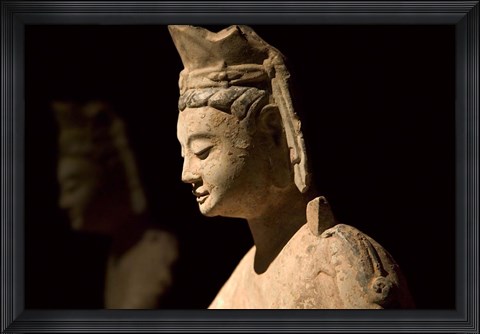 Framed Gold Painted Bodhisattva in Contemplation, China Print