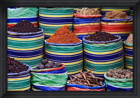 Framed Colorful Spices at Bazaar, Luxor, Egypt Print