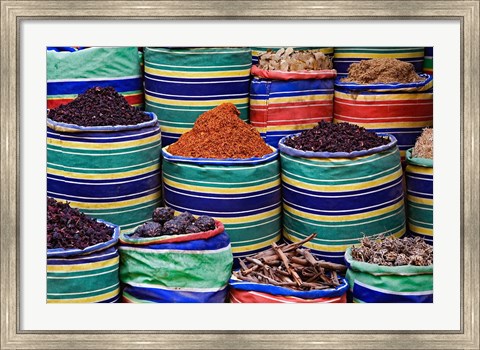 Framed Colorful Spices at Bazaar, Luxor, Egypt Print