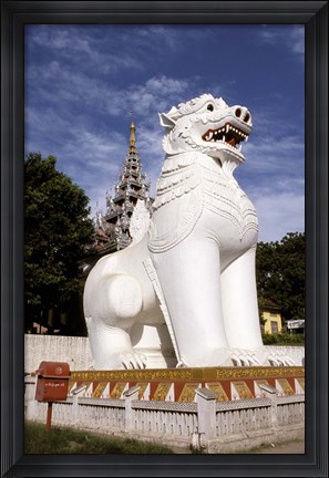 Framed Guardian Lions, Mandalay Hill, Mandalay, Myanmar Print