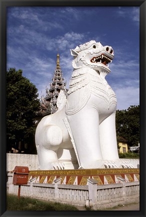 Framed Guardian Lions, Mandalay Hill, Mandalay, Myanmar Print