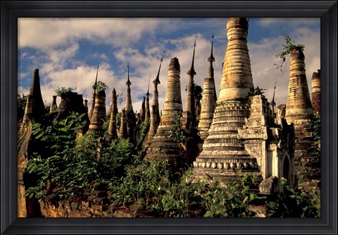 Framed Ancient Ruins of Indein Stupa Complex, Myanmar Print