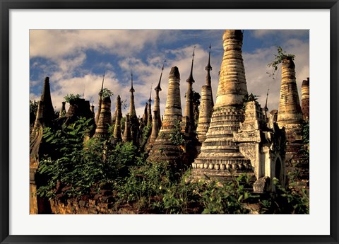 Framed Ancient Ruins of Indein Stupa Complex, Myanmar Print