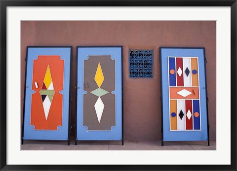 Framed Colorful Doors Made by Local Metalworkers, Morocco Print